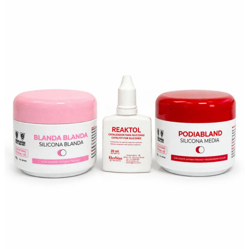 Conjunto de Silicone Podológico Podiabland 200g + Blanda a Blanda 200g + Reaktol 20ml Herbitas 